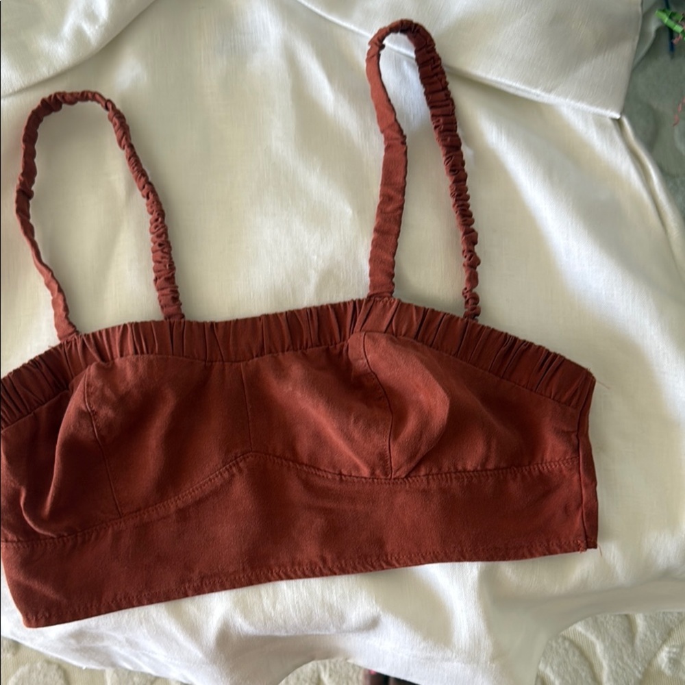 Who What Wear Red Ruched Crop Tank Top